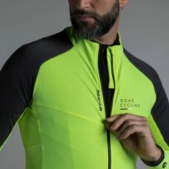 Btwin Men's Cycling Long Sleeved Jersey RoadC 900 Yellow