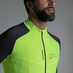 Btwin Men's Cycling Long Sleeved Jersey RoadC 900 Yellow