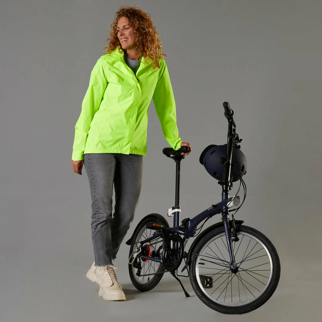 Brand new 👏 Btwin UC100, High Visibility And Waterproof City Bike Rain Jacket, 👩 Women's 😀 9 Btwin UC100, High Visibility And Waterproof City Bike Rain Jacket, Women's