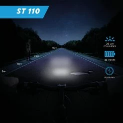 City Biking Elops ST110, Bike Light Set Front/Rear Battery-Powered LED