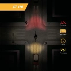 City Biking Elops ST110, Bike Light Set Front/Rear Battery-Powered LED