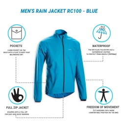 Road & Gravel Biking Triban RC100, Cycling Rain Jacket, Men's